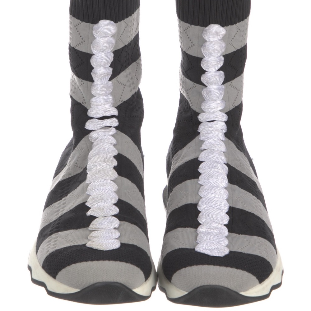 FENDI Rockoko High Top Black & Gray Sneakers Size 8